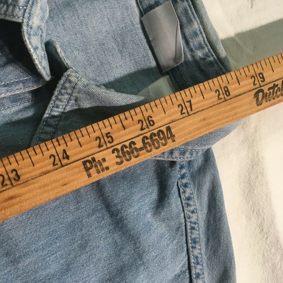 #56 Bobbie Brooks Denim Button-Up Shirt Women's L Short Sleeve Embellished Fall - Picture 6 of 9